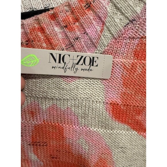 Nic+Zoe Mindfully Made Pink Multi Floral Print Knit Sweater XXL Ribbed - Picture 5 of 5